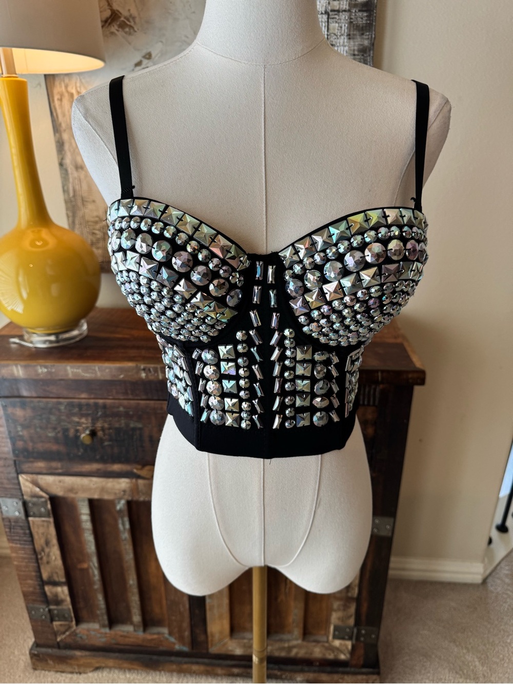 Lydia USA Rhinestone Jeweled Corset Large/Black